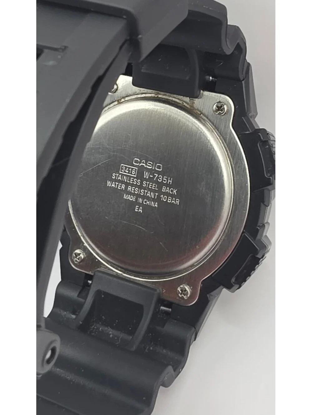 Casio W-735H 3416 Black Digital Vibration Alarm 100M Sport Watch Working